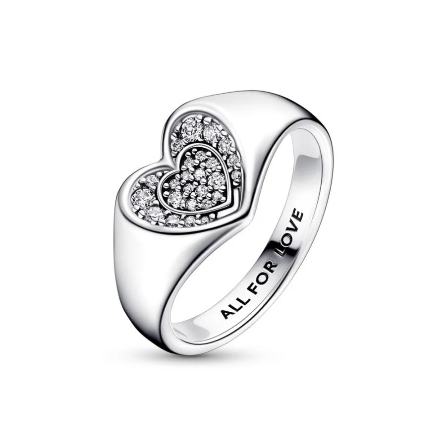 Radiant Heart Pavé Signet Ring
