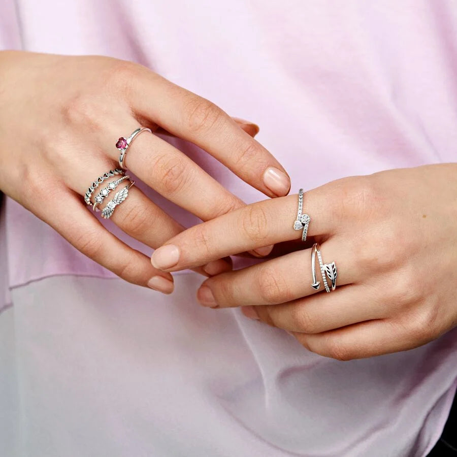 Openwork heart silver ring