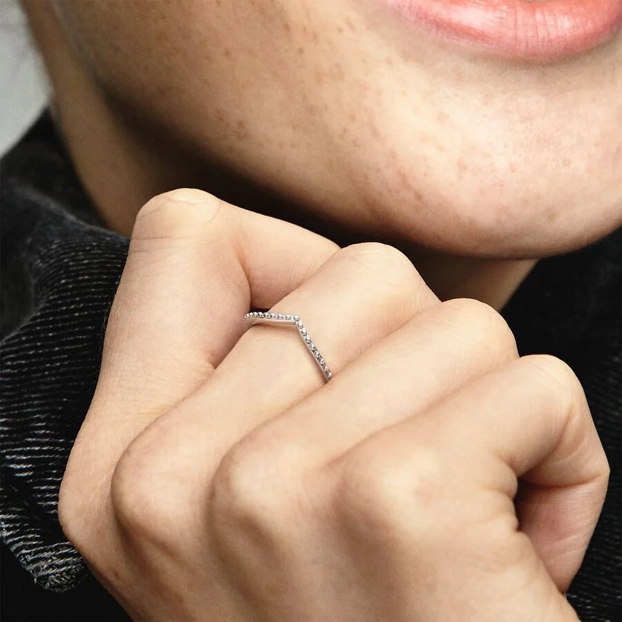 Wishbone silver ring