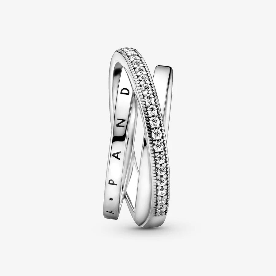 Crossover Pavé Triple Band Ring
