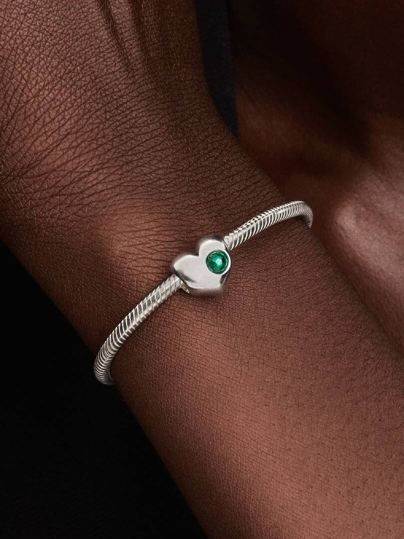 Engravable May Birthstone Heart Charm