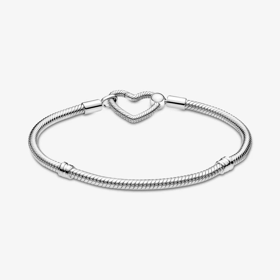 Pandora Moments Heart Closure Snake Chain Bracelet