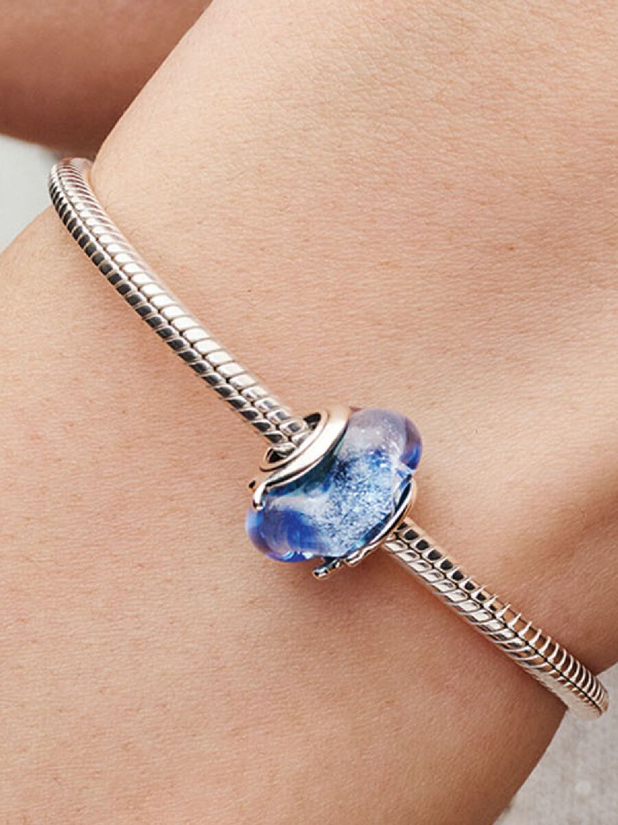 Wavy Blue Murano Glass Charm