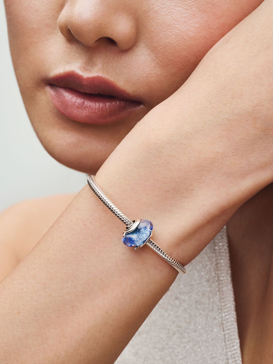 Wavy Blue Murano Glass Charm