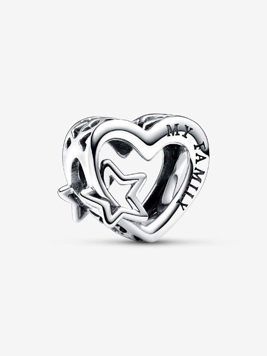 Openwork Family Heart & Star Charm