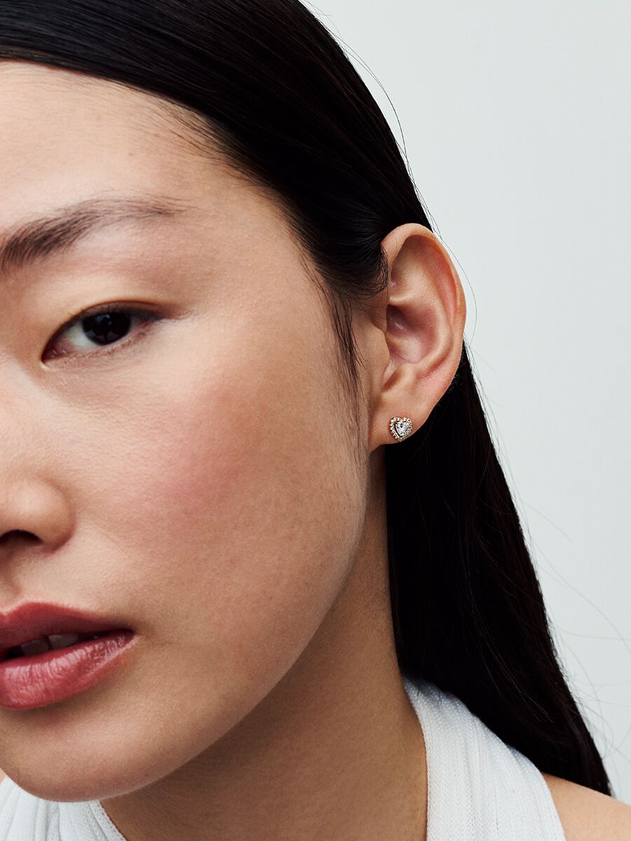 Sparkling Elevated Heart Stud Earrings