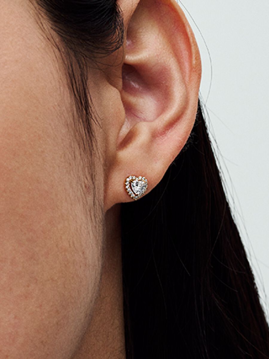 Sparkling Elevated Heart Stud Earrings