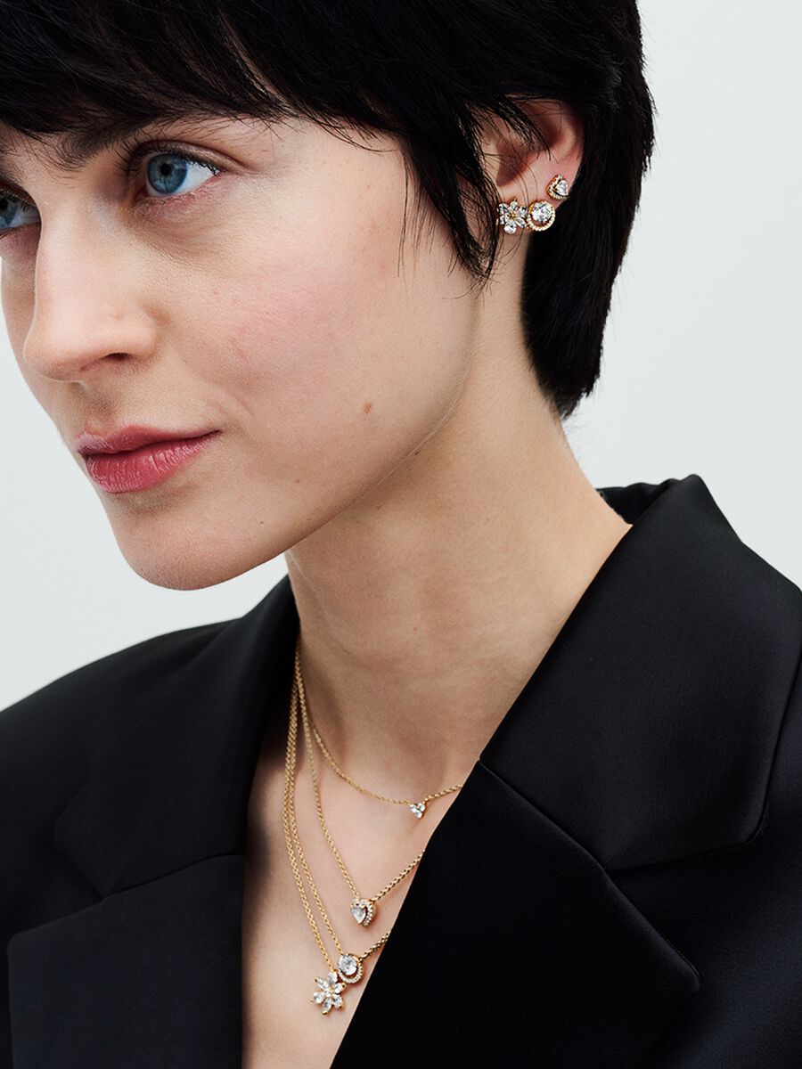 Sparkling Elevated Heart Stud Earrings
