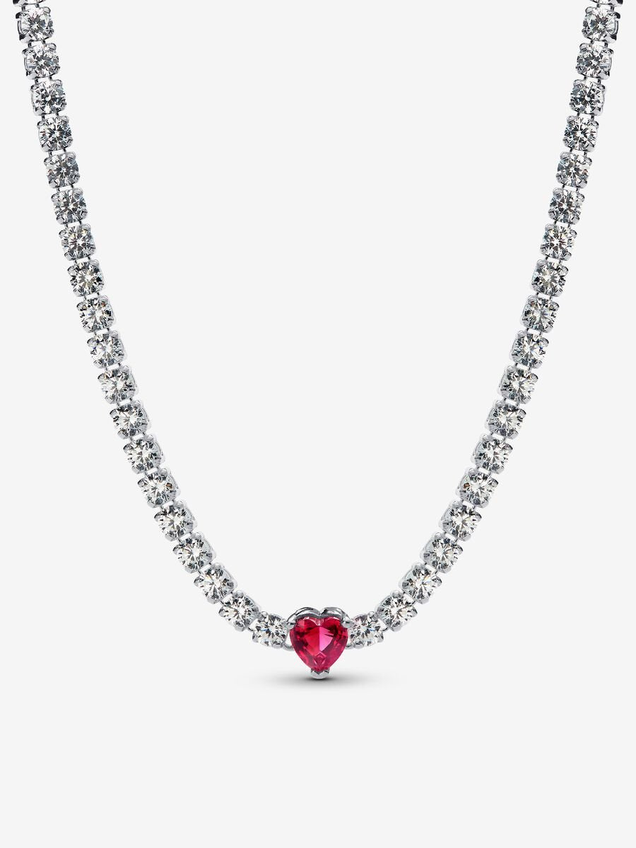 Red Sparkling Heart Tennis Jewelry Set