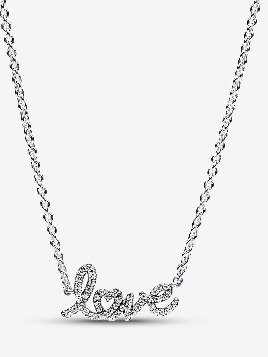 Sparkling Handwritten Love Collier Necklace