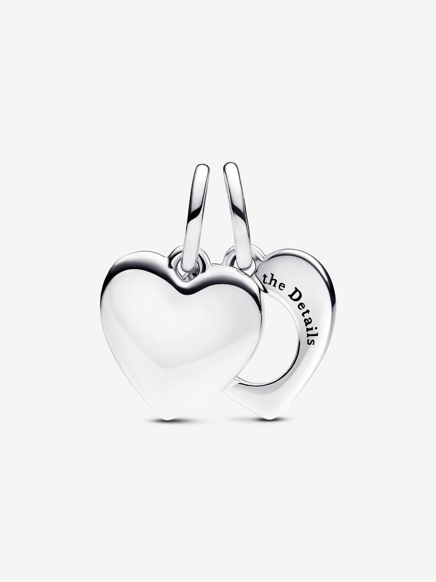 Engravable Heart Magnifying Glass Double Dangle Charm
