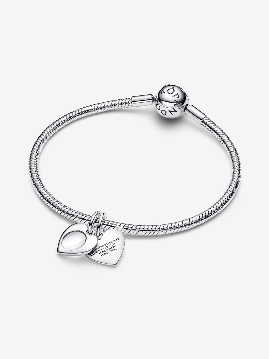 Engravable Heart Magnifying Glass Double Dangle Charm