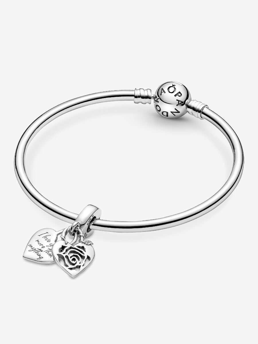 Rose Heart Padlock Dangle Charm