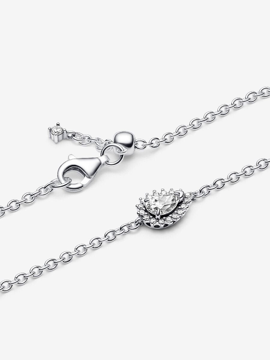 Sparkling Pear Halo Chain Bracelet