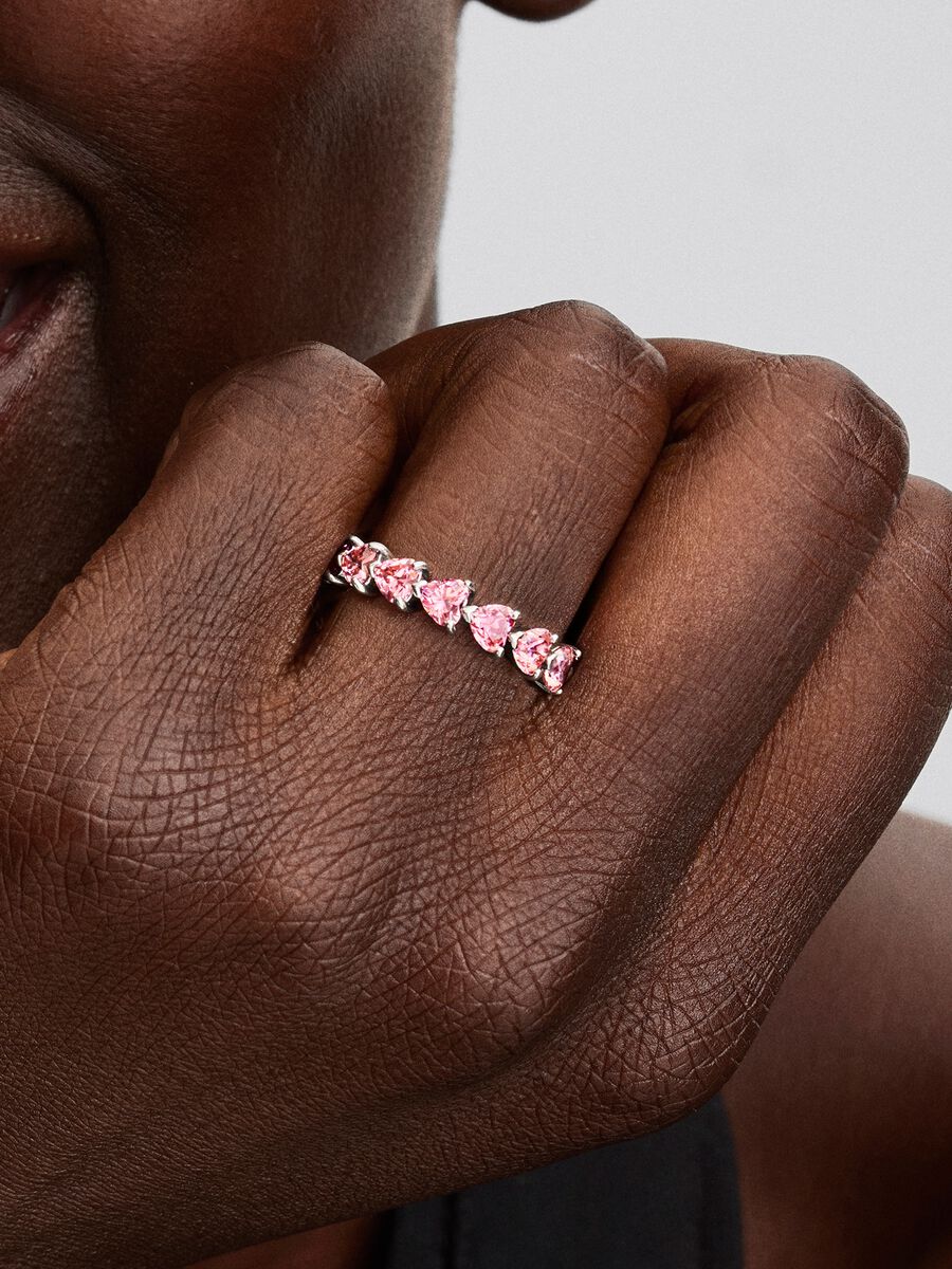 Band of Pink Hearts Ring