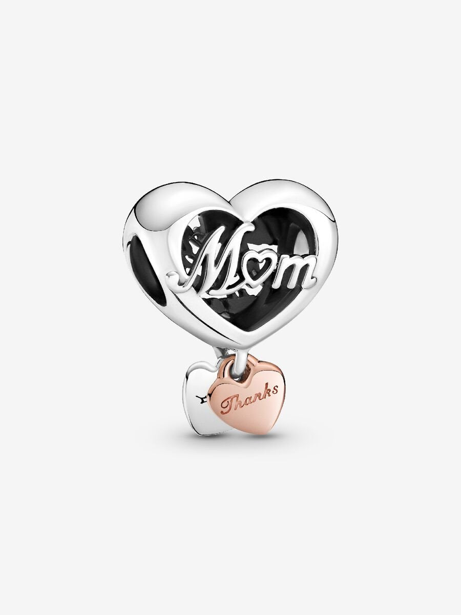 Thank You Mum Heart Charm
Sterling silver, 14k rose gold plating