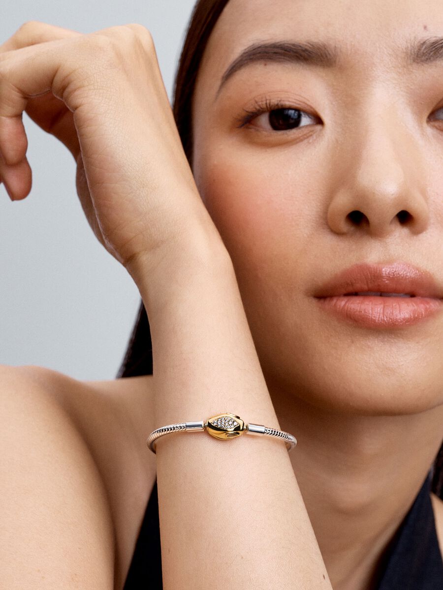 Snake Clasp & Chain Bracelet
Sterling silver, 14k gold plating