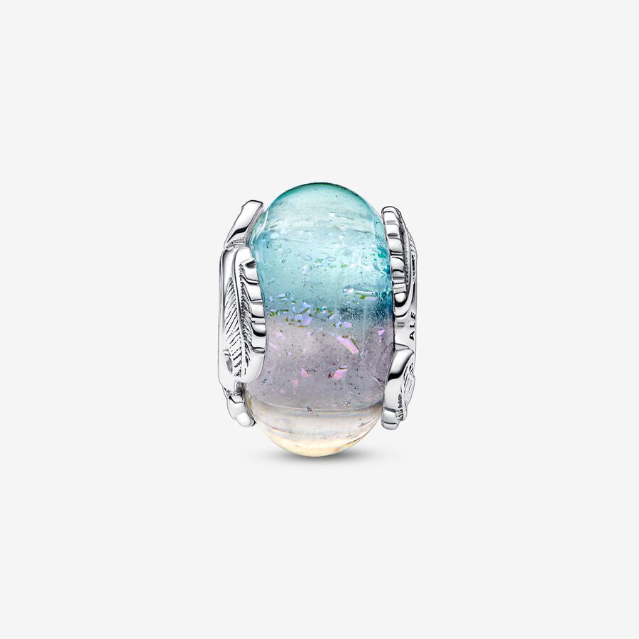 Multicolour Murano Glass & Curved Feather Charm