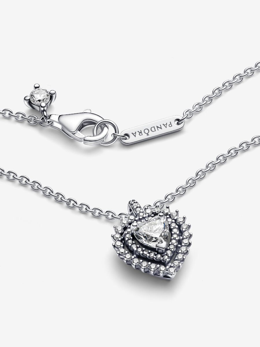 Sparkling Heart Halo Pendant Necklace
Sterling silver