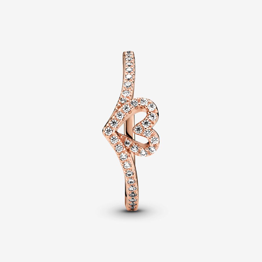 Sparkling Wishbone Heart Ring
14k rose gold plating