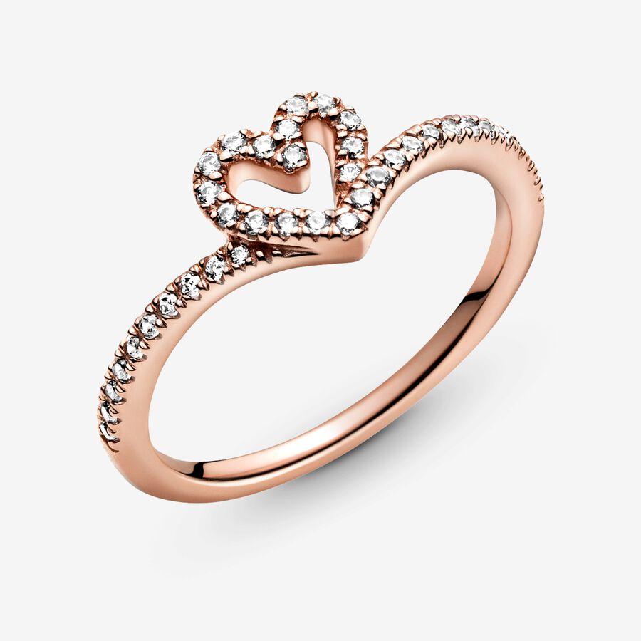 Sparkling Wishbone Heart Ring
14k rose gold plating