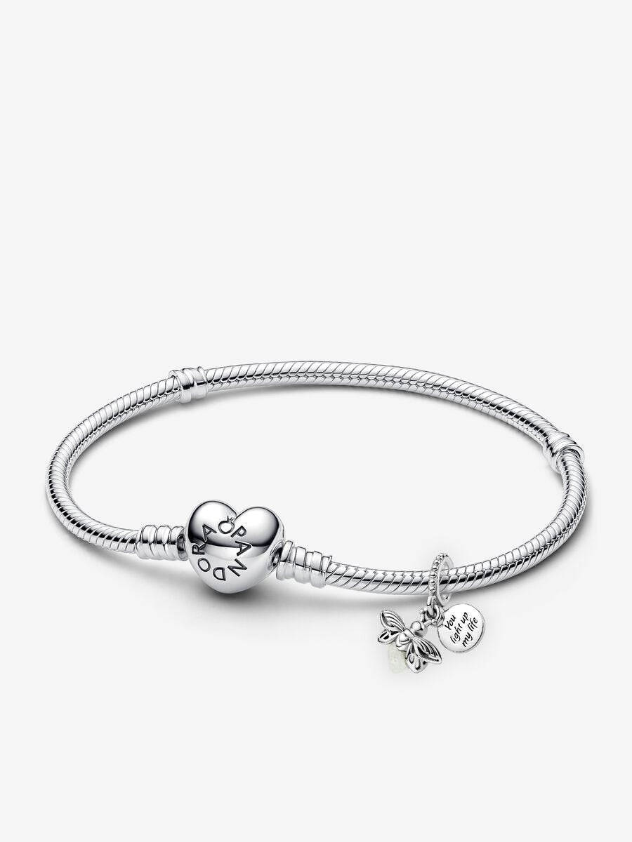 Glow-in-the-dark Firefly Dangle Charm & Bracelet Gift Set
