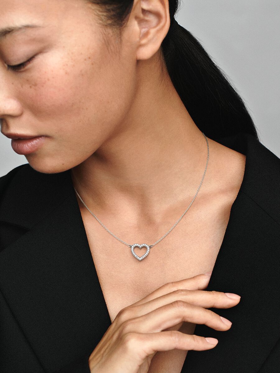 Sparkling Open Heart Necklace
