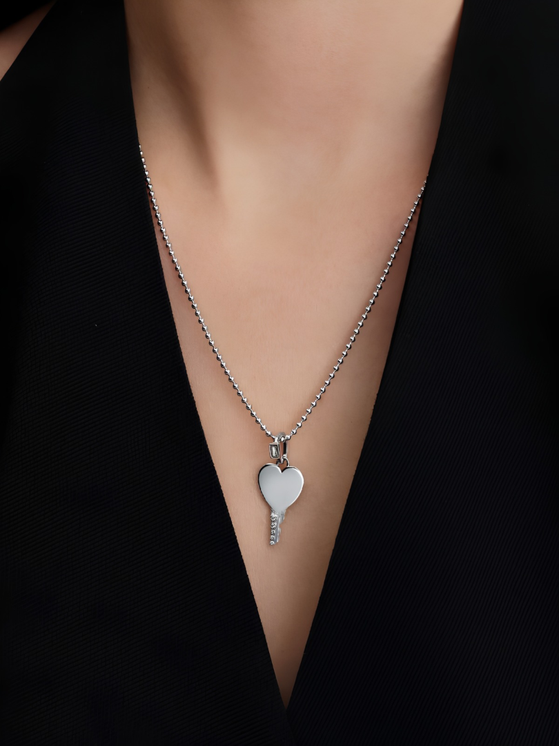 Engravable Heart Key Pendant