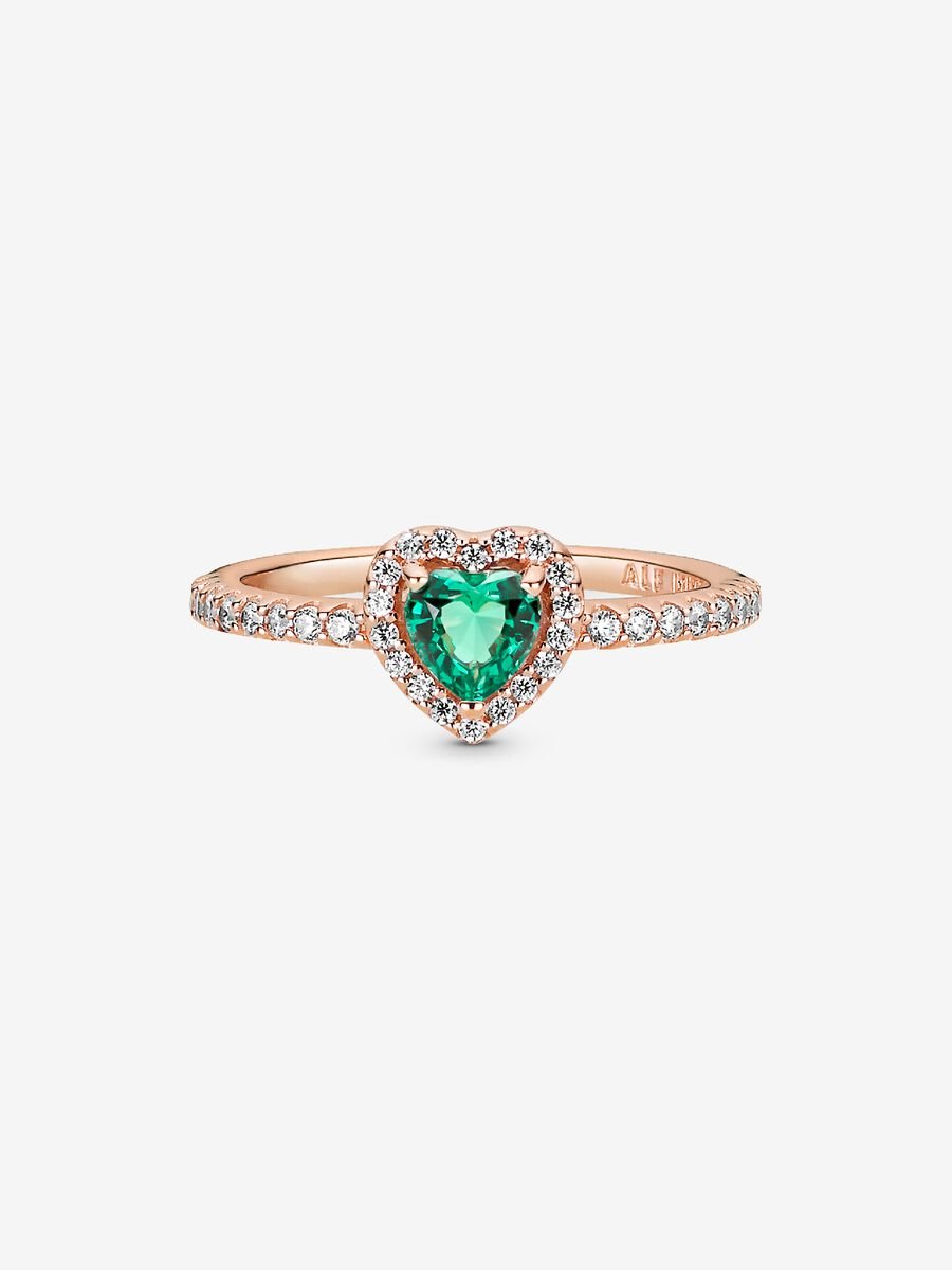Sparkling Green Elevated Heart Ring
14k rose gold plating