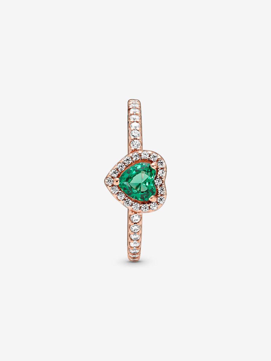 Sparkling Green Elevated Heart Ring
14k rose gold plating