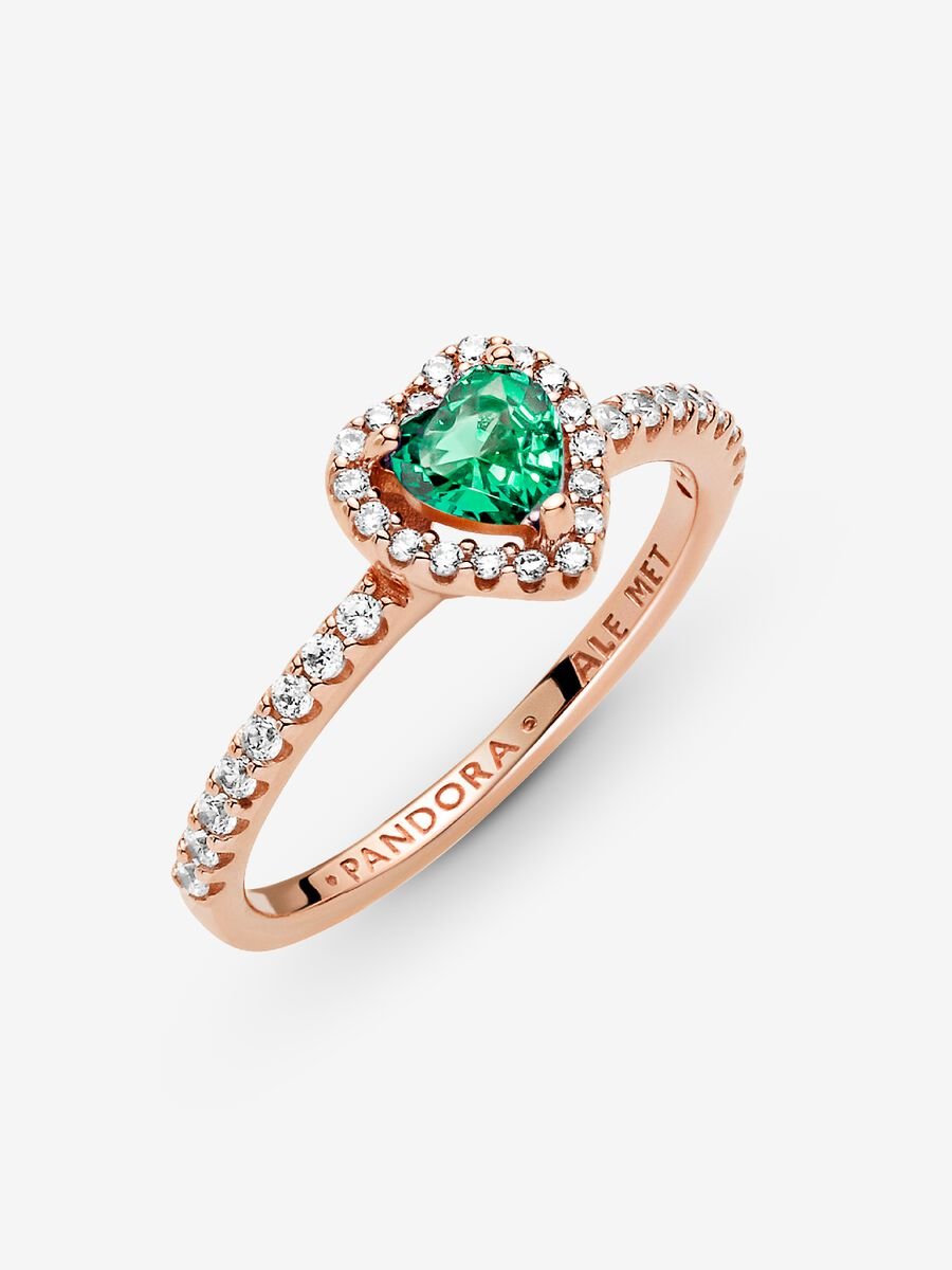 Sparkling Green Elevated Heart Ring
14k rose gold plating