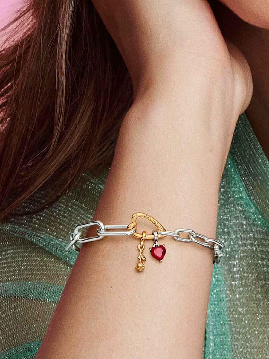 Pandora ME Two-tone Heart Openable Link Chain Bracelet