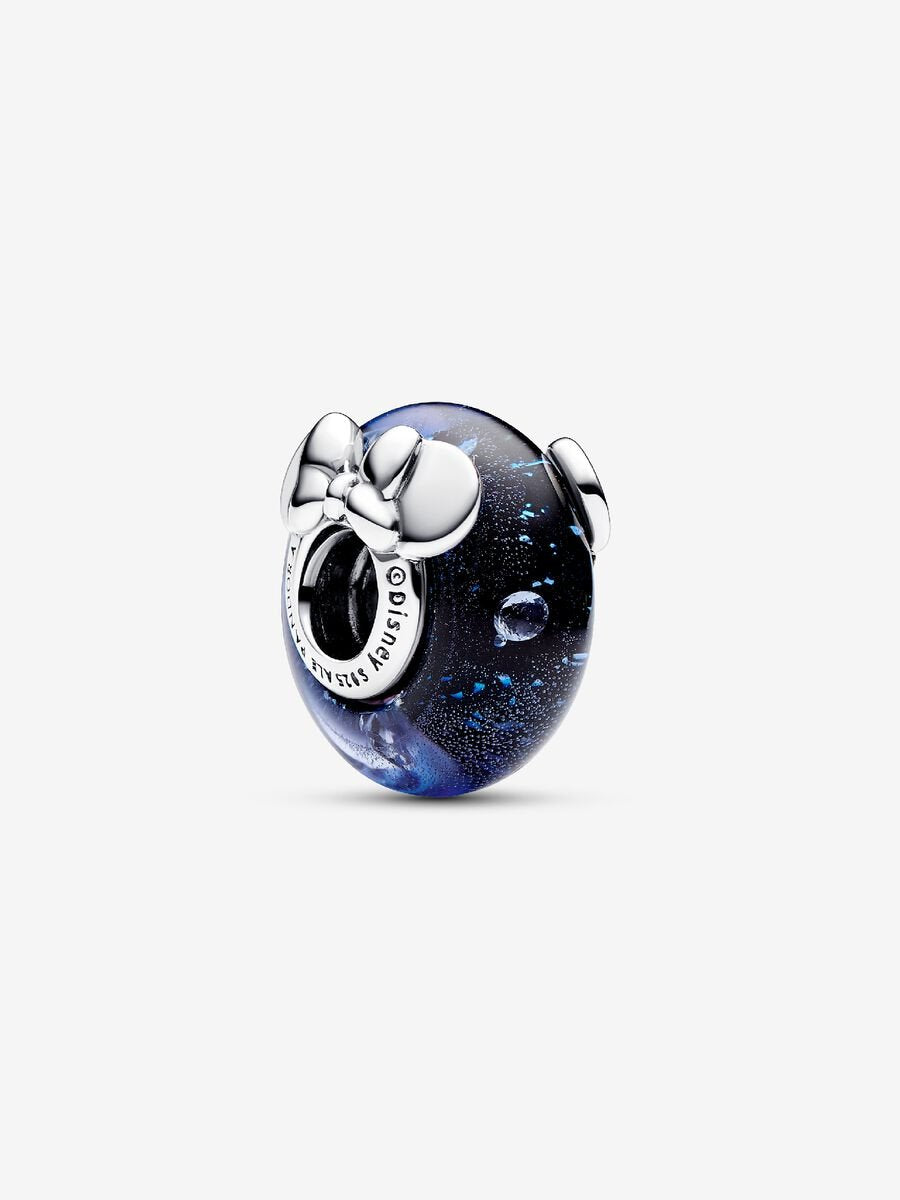 Disney Mickey Mouse & Minnie Mouse Blue Murano Glass Charm