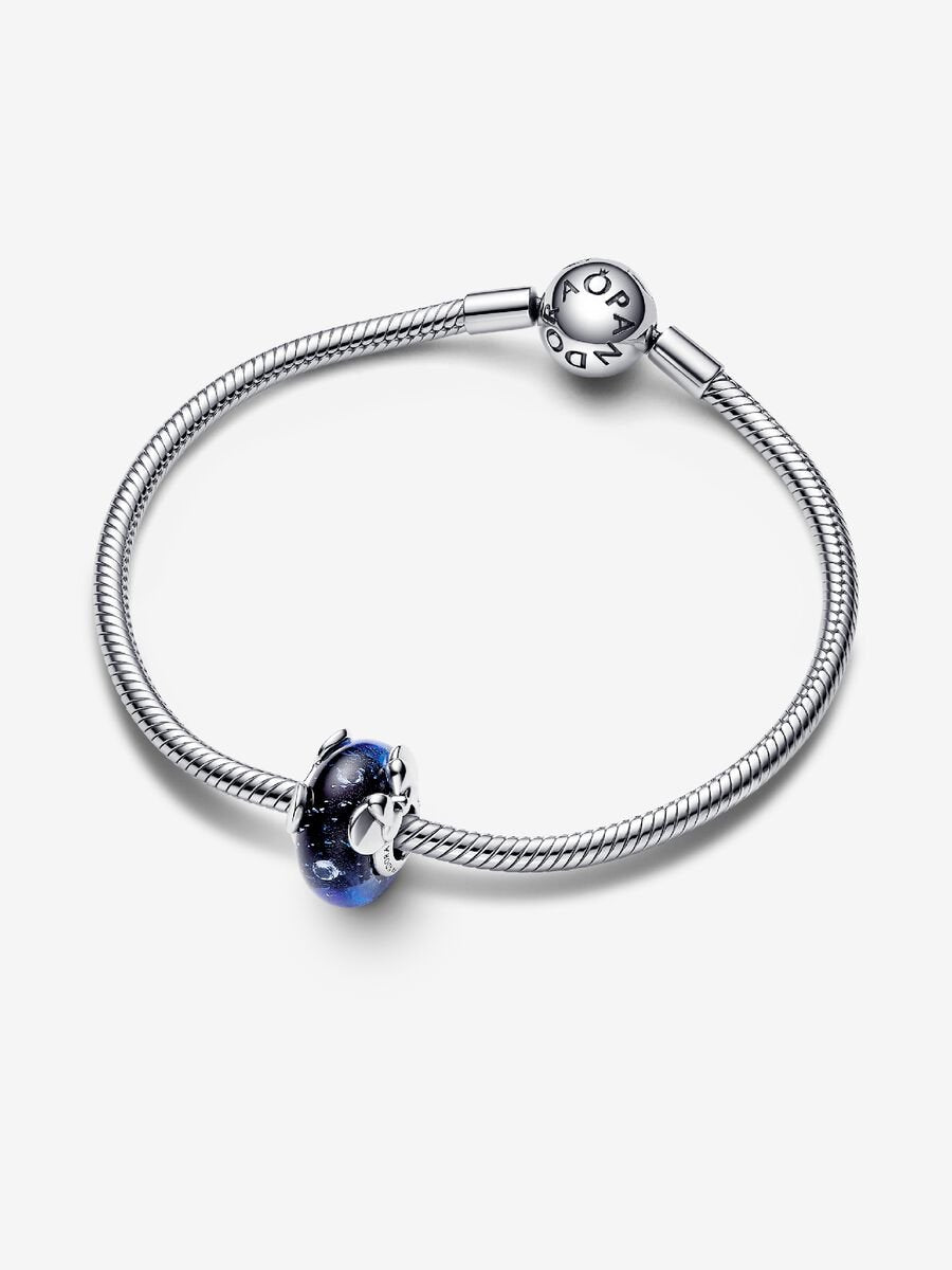 Disney Mickey Mouse & Minnie Mouse Blue Murano Glass Charm