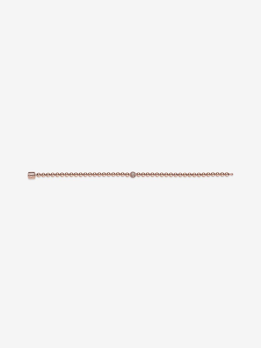 Beads & Pavé Bracelet 14k rose gold plating