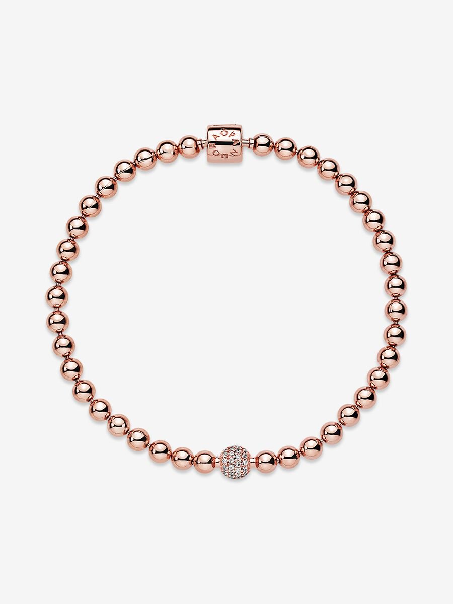 Beads & Pavé Bracelet 14k rose gold plating