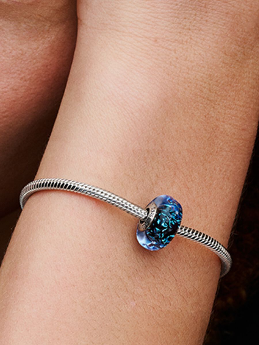 Wavy Dark Blue Murano Glass Ocean Charm