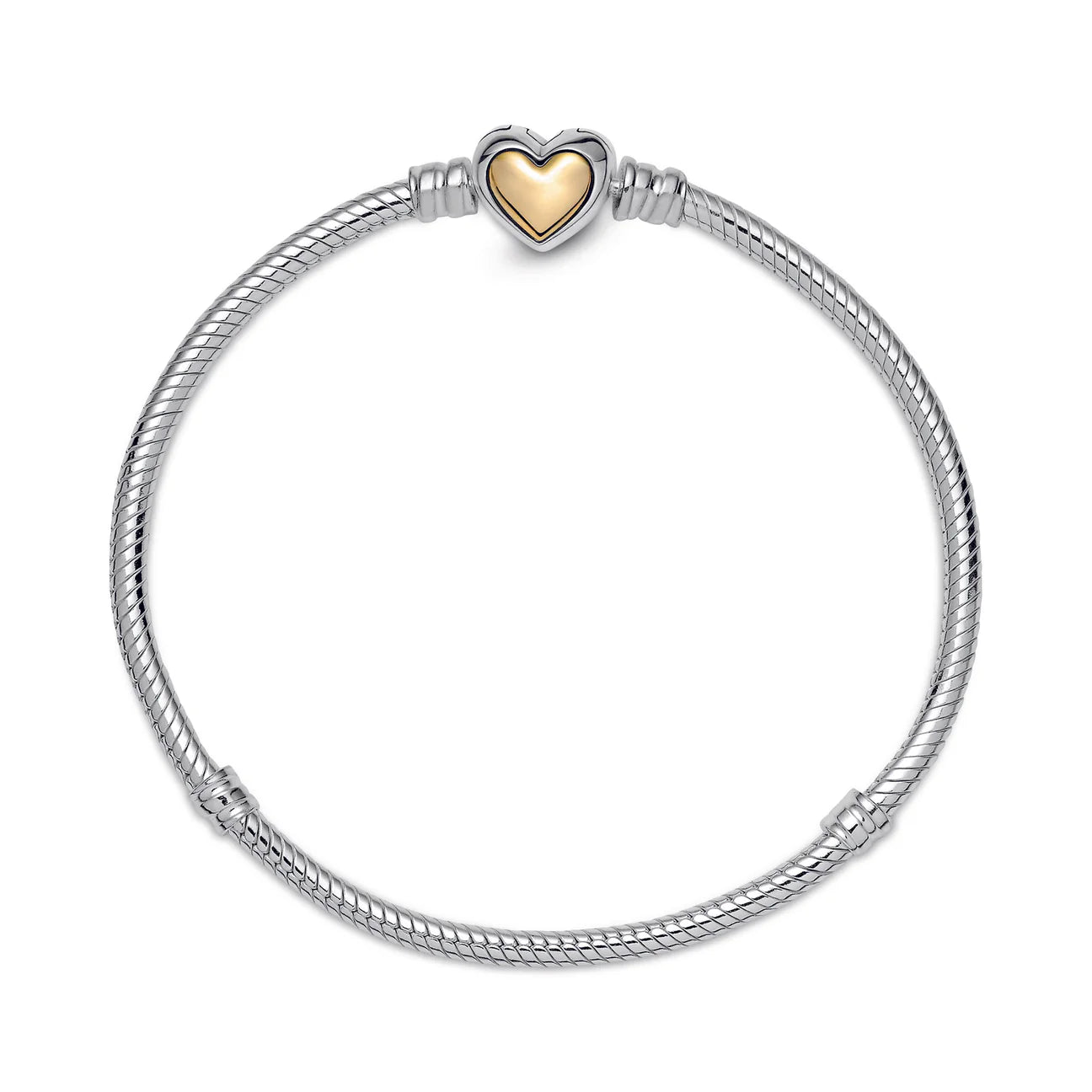 Domed Golden Heart Clasp Snake Chain Bracelet