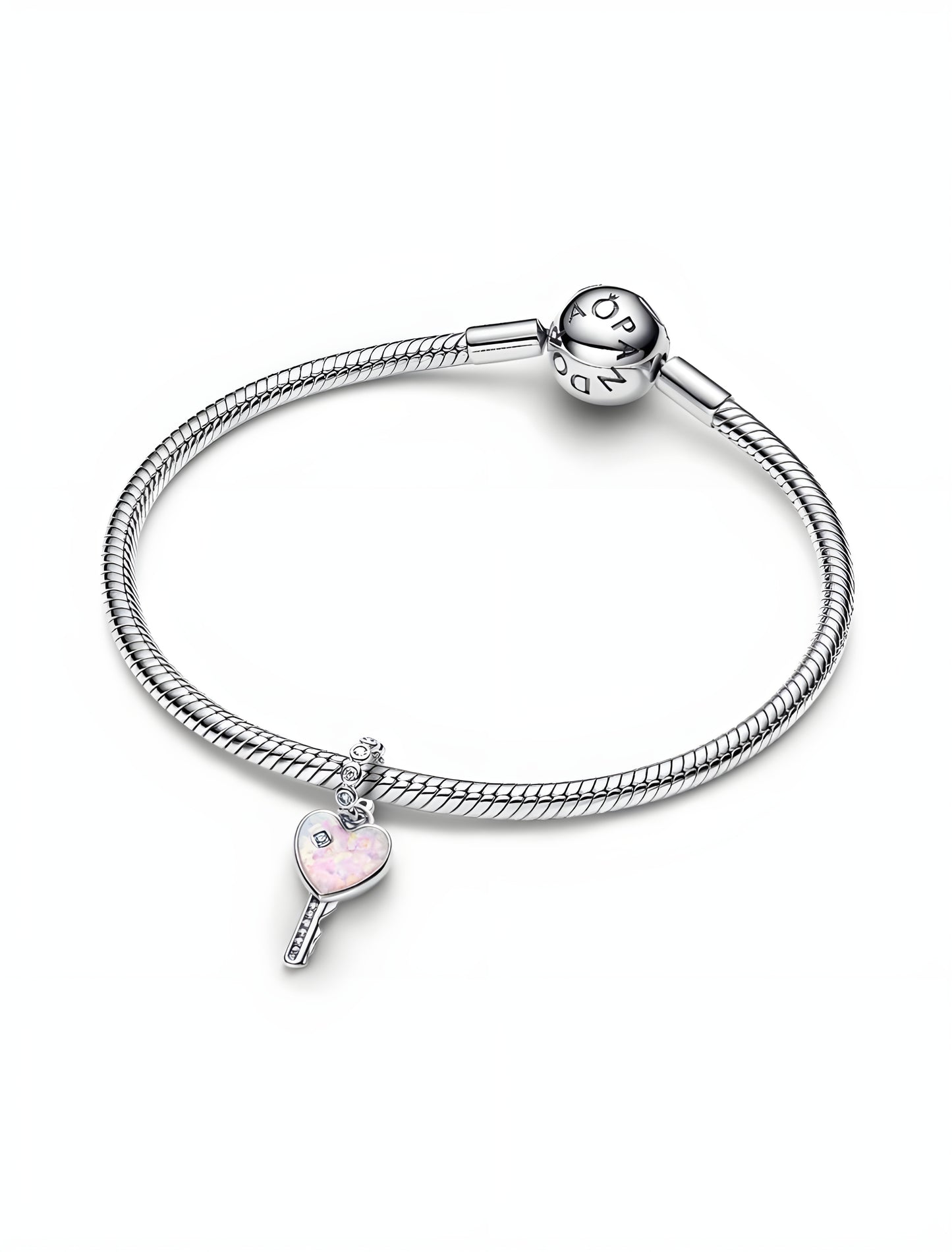 Opalescent Heart Key Dangle Charm
