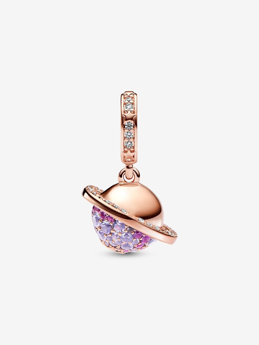 Planet Saturn Sparkling Dangle Charm