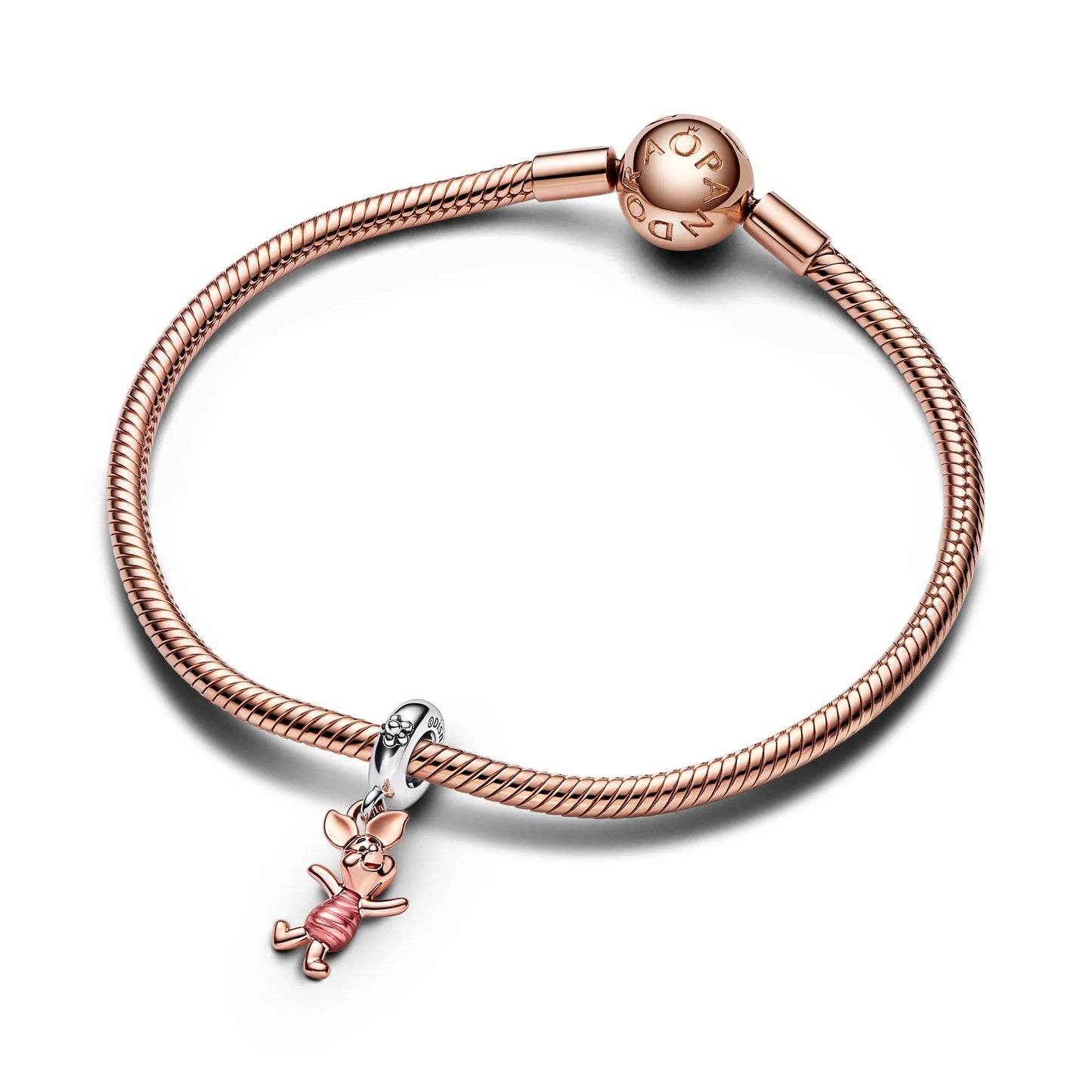 Disney Piglet Sterling Silver Transparent Pink And Black Enamel