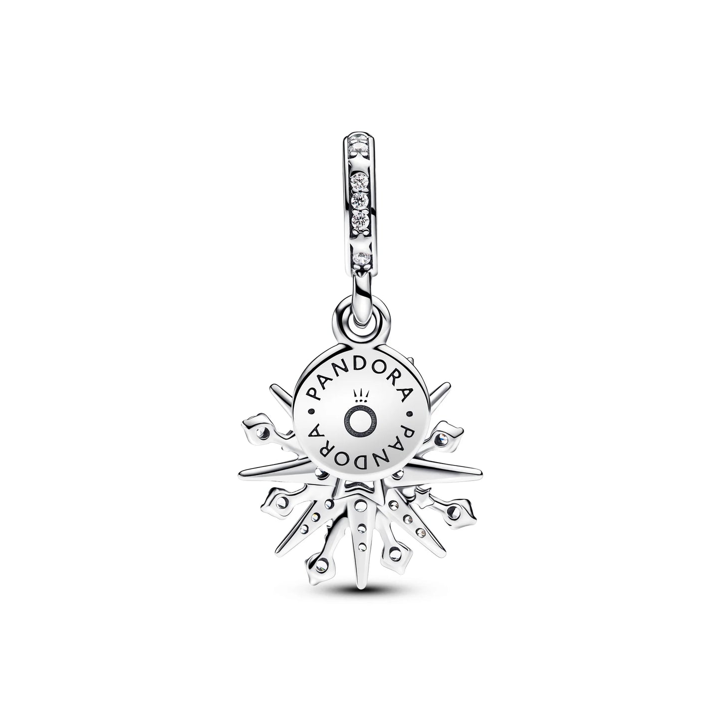 Firework Sterling Silver Double Dangle With Clear Cubic Zirconia