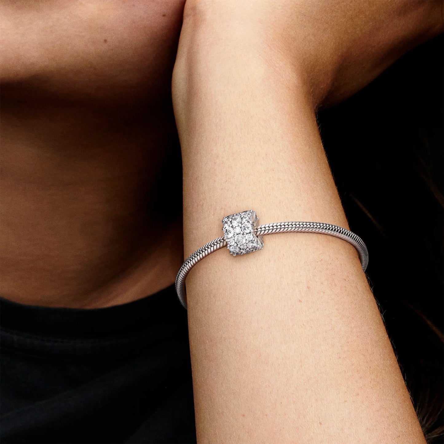 Sterling Silver Charm With Clear Cubic Zirconia