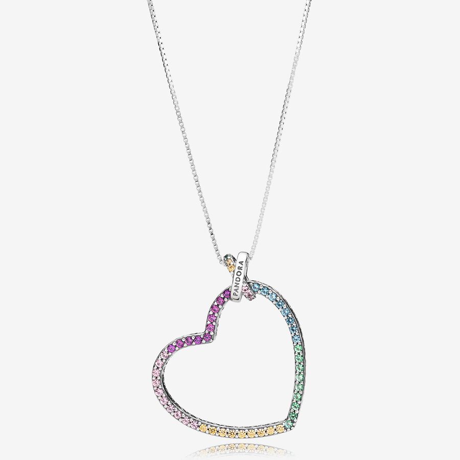 Pandora Rainbow Hear Necklace