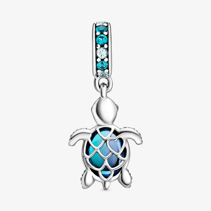 Murano Glass blue Sea Turtle Dangle Charm