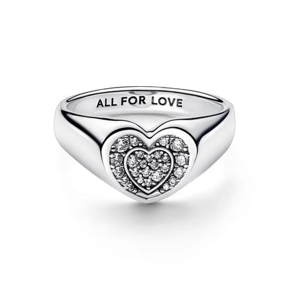 Radiant Heart Pavé Signet Ring
