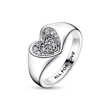 Radiant Heart Pavé Signet Ring