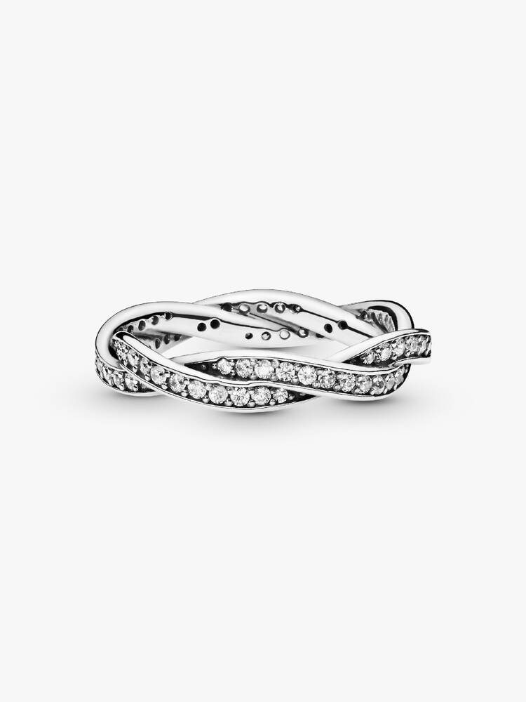 Braided Pave Silver Ring With Cubic Zirconia