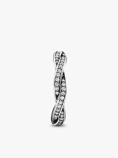 Braided Pave Silver Ring With Cubic Zirconia