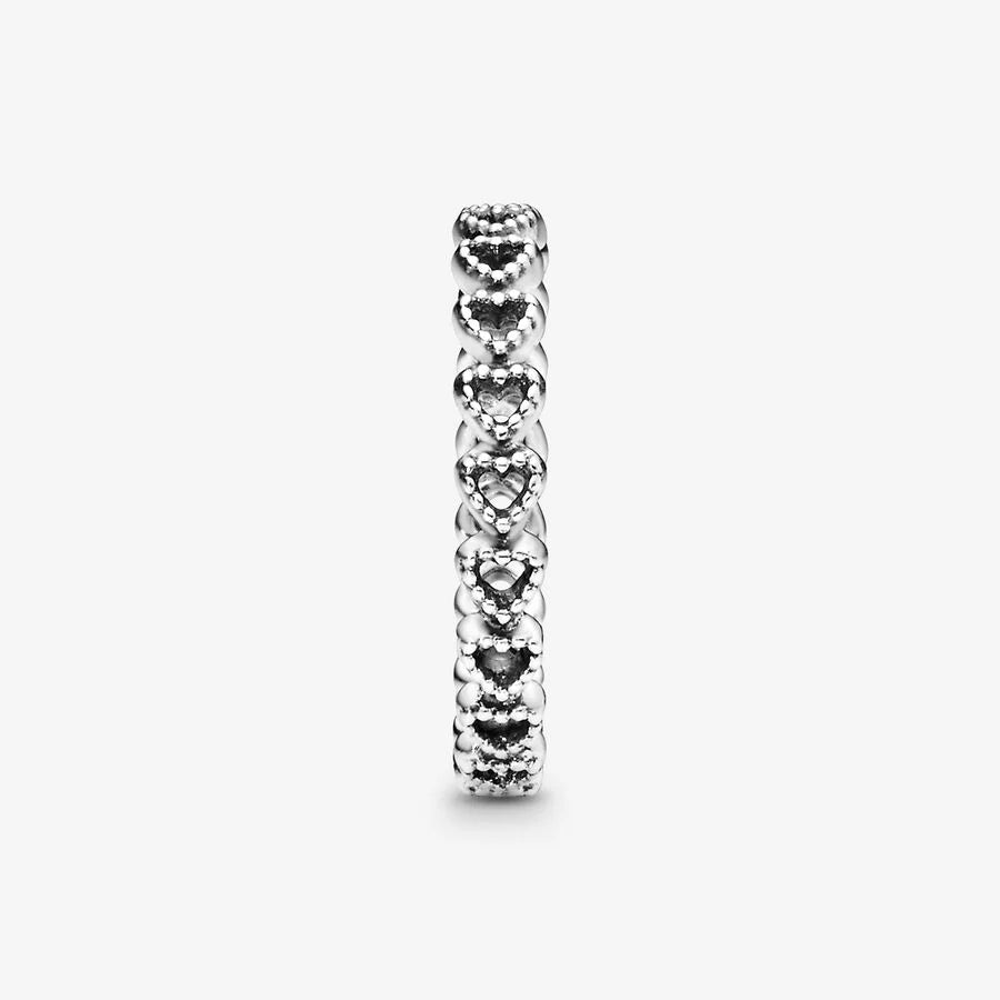 Openwork heart silver ring